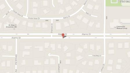 A map indicates the area near the 3700 block of Alamo Street in Simi Valley where Ethan Gottlieb, 23, was arrested for criminal threats on Saturday, Nov. 23, 2013.