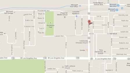 This image from Google Maps shows the location where an 11-year-old boy was struck and injured by a tractor-trailer in Moorpark on Friday, Dec. 20, 2013.