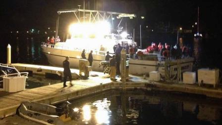 A vessel carrying about two dozen people ran aground in Anacapa Island off the coast of Port Hueneme in Ventura County Monday, Dec. 30, 2013.