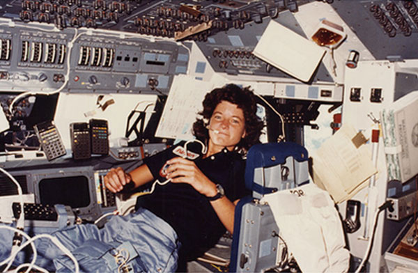 In this photo from 1983, Sally Ride is seen on...