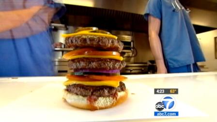 A burger from Heart Attack Grill is shown in this undated photo.