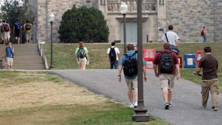 Students are seen walking on a college campus in this undated file photo.