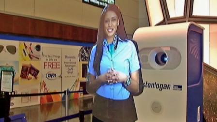 Carla, a virtual customer service agent, is seen at Bostons Logan International Airport.