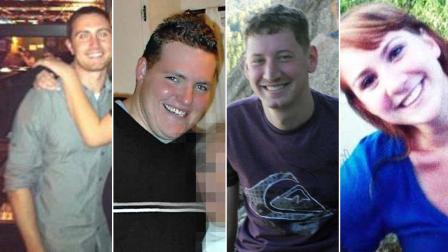 Alex Teves, 24, Alex Sullivan, 27, John Larimer, 27, and Jessica Ghawi, 24, are shown in this photo. They were among the 12 people killed in a mass shooting in a movie theater in Aurora, Colo. on July 21, 2012.