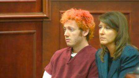 James Holmes, the accused gunman in the Aurora theater shooting, is seen in a Colorado courtroom on Monday, July 23, 2012.