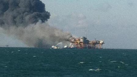 An oil rig exploded off the coast of Louisiana on Friday, Nov. 16, 2012.