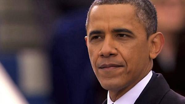 President Barack Obama delivers the inaugural address in front of a crowds of hundreds of thousands on Monday, Jan. 21, 2013.