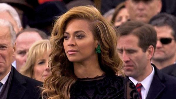 Beyonce gets ready to sing the national anthem at President Barack Obama's swearing-in ceremony at the Capitol on Monday, Jan. 21, 2013.