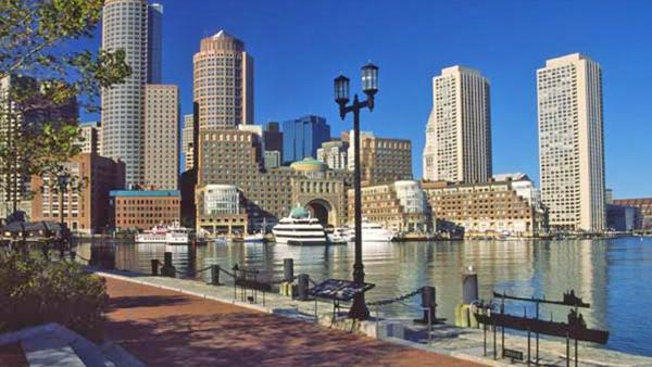 Massachusetts ranked No. 10 on the 2013 Gallup Well-Being Index, which ranks the happiest states in America. The index considers factors like health and work satisfaction. Massachusetts' Well-Being index score was 68.1. Boston is shown in this file image.