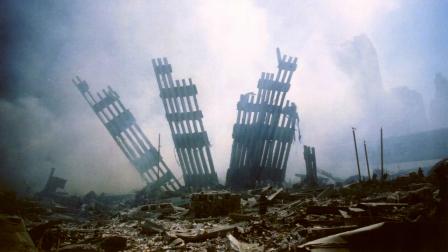 In this Sept. 11, 2001 file photo, the remains of the World Trade Center stands amid the debris following the terrorist attack on the building in New York.