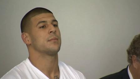 Former New England Patriots tight end Aaron Hernandez appears at arraignment in Attleboro District Court Wednesday, June 26, 2013, in Attleboro, Mass.