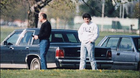 This undated surveillance photo released Monday, July 8, 2013 by the U.S. Attorneys office at federal court in Boston shows James Whitey Bulger, left, with his former right hand man, Kevin Weeks.