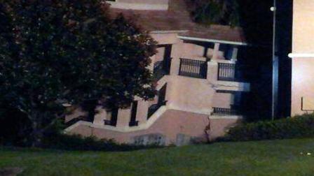 A building at the Summer Bay Resort in Clermont, Fla, shows damage from collapsing into a sinkhole early Monday, Aug. 12, 2013.