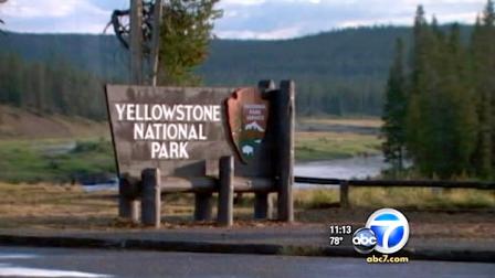 A Yellowstone National Park sign is seen in this undated file photo.