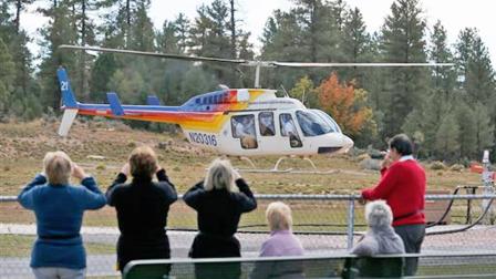 Tourists flock to Grand Canyon Airport to take helicopter tours as the only way they could see the Grand Canyon as the entrance to park remains closed to visitors due to the continued federal government shutdown on Friday Oct. 11, 2013, in Tusayan, Ariz.
