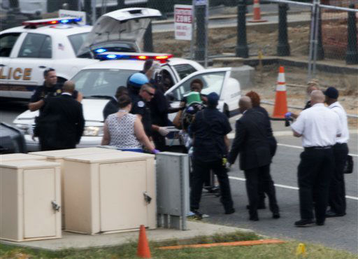 Emergency personal wheel off an injured person...