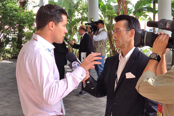 ABC7 Eyewitness News Anchor David Ono interviews...
