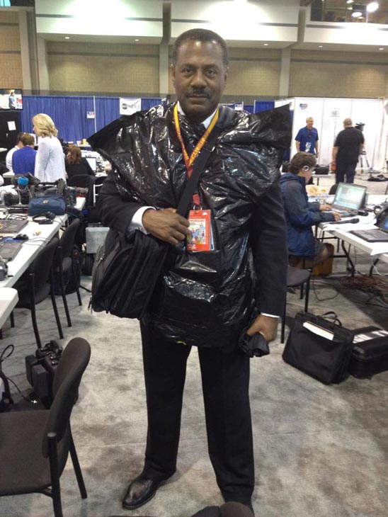 ABC7 Eyewitness News Anchor Marc Brown wears a...