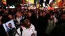 Supporters celebrate in Times Square.