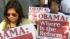 Immigration rights activists protested outside the home where President Barack Obama appeared for a fundraiser Monday.