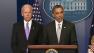 President Barack Obama stands with Vice President Joe Biden as he talks about gun control on Wednesday, Dec. 19, 2012, in the Brady Press Briefing Room at the White House in Washington.