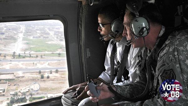Barack Obama and David Petraeus in Iraq