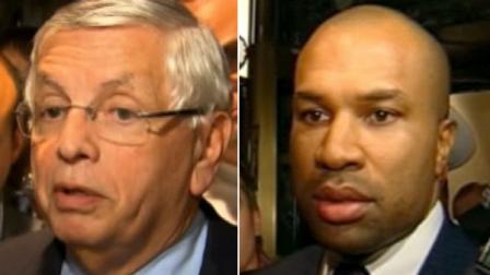 Commissioner David Stern and NBA Players Association President Derek Fisher are seen in New York on October 10, 2011.
