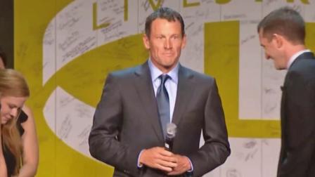 Lance Armstrong stands onstage during the 15th anniversary celebration for Livestrong, his cancer-fighting charity, on Friday, Oct. 19, 2012, in Austin, Tx.