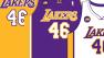 The Lakers jersey is seen with a special patch honoring Dr. Jerry Buss.