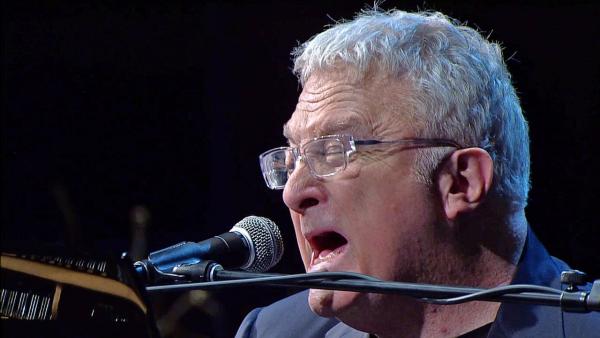 Randy Newman sings 'You've Got a Friend in Me' at the memorial service for Dr. Jerry Buss at Nokia Theatre in downtown Los Angeles on Thursday, Feb. 21, 2013.