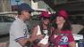ABC7 Sports Anchor Rob Fukuzaki talks to Cardinal fans before NLCS Game 1 on Friday, Oct. 11, 2013.