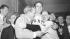 Bobby Thomson, center, is hugged by New York...