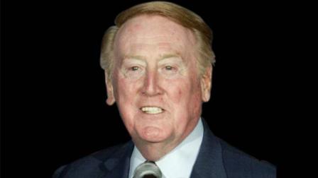 Los Angeles Dodgers announcer Vin Scully is seen in this file photo. He began his career as the play-by-play voice of the Dodgers in 1950, when the team was based in Brooklyn.
