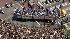 Los Angeles Lakers float turns a corner during...