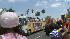 Los Angeles Lakers players wave to the parade...