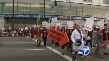 Workers at Kaiser Permanente hospitals across California staged a one-day walkout on Tuesday over contract disputes.