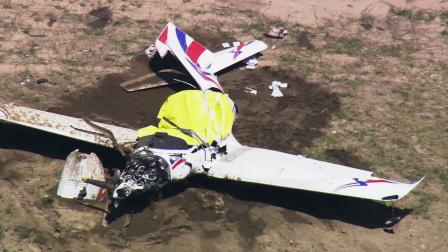 A plane that crashed in an orchard near Piru, Calif., is seen in this photo Thursday, July 5, 2012. Two people died in the crash.