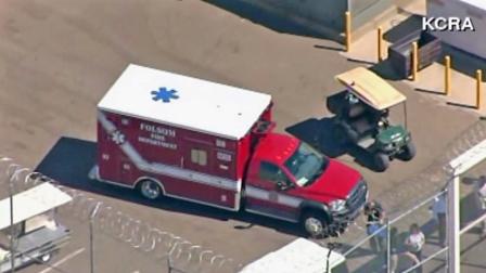 A Folsom Fire Department truck is shown at the California State Prison, Sacramento in Folsom following a riot that broke out at the correctional facility on Wednesday, Sept. 19, 2012.