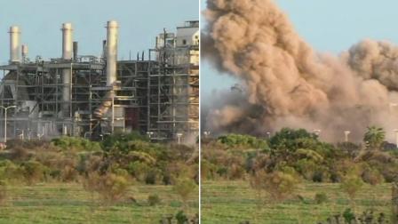 The South Bay Power Plant in Chula Vista collapsed into a pile of rubble after demolition experts imploded it on Saturday, Feb. 2, 2013.