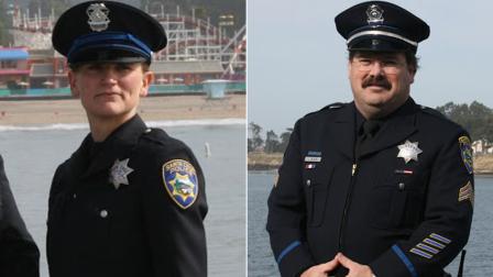Veteran Santa Cruz police detectives Sgt. Loren Butch Baker and Officer Elizabeth Butler are seen in photos released by the police department.