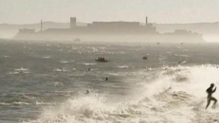 Competitors are seen swimming from the island home of the former federal prison to the San Francisco coast during the 2012 Escape from Alcatraz Triathlon.