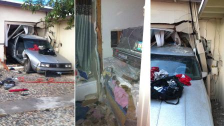 A car plowed into a home in Kern County, trapping an 11-year-old girl in her room, on Saturday, July 27, 2013. The girl and the driver were rescued with minimal injuries.