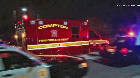 A Compton Fire Department truck is shown at the scene, where a mother accidentally gave her baby some vodka, thinking it was water.