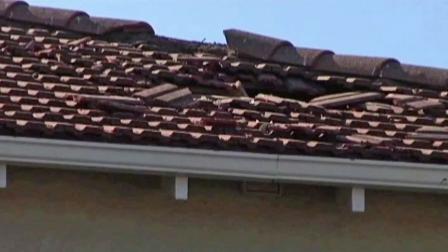 The roof of the El Castell Motel in Monterey, Calif., where a door from a small plane landed is seen in this October 2013 photo.
