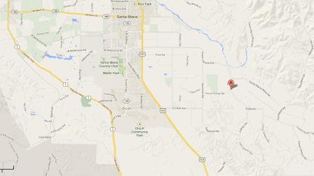 This image from Google Maps shows the location of a school bus crash at Foxen Canyon Road and Orcutt Garey Road in Santa Maria, Calif. on Wednesday, Oct. 30, 2013.
