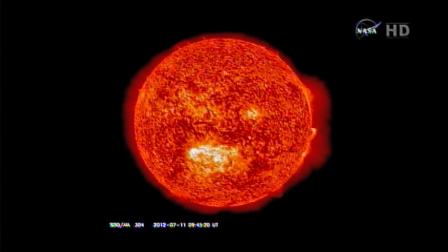 A solar flare is caught on camera by the NASA Solar Dynamics Observatory in Maryland.