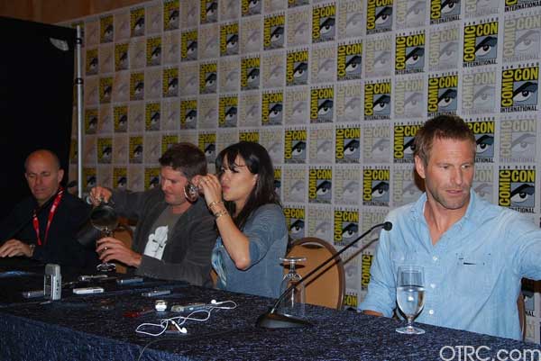 Actors Michelle Rodriguez and Aaron Eckhart on...