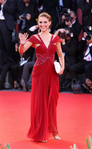 Natalie Portman arrives for the screening of the opening movie 'Black Swan' at the 67th edition of the Venice Film Festival in Venice, Italy, Wednesday, Sept. 1, 2010.