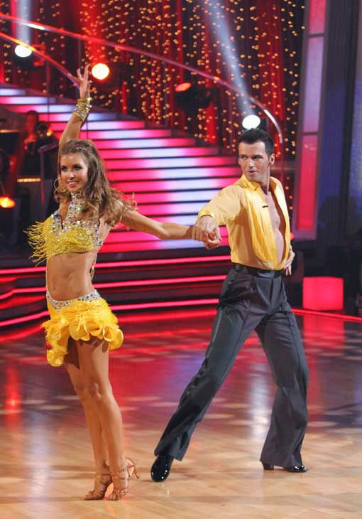 Audrina Patridge and Tony Dovolani perform on...
