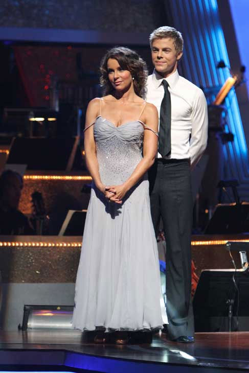 Jennifer Grey and Derek Hough react to being...